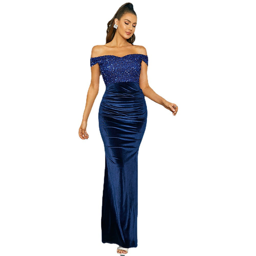 Women's Waist Sleeveless Elegant Sexy Dress Sequined Dresses