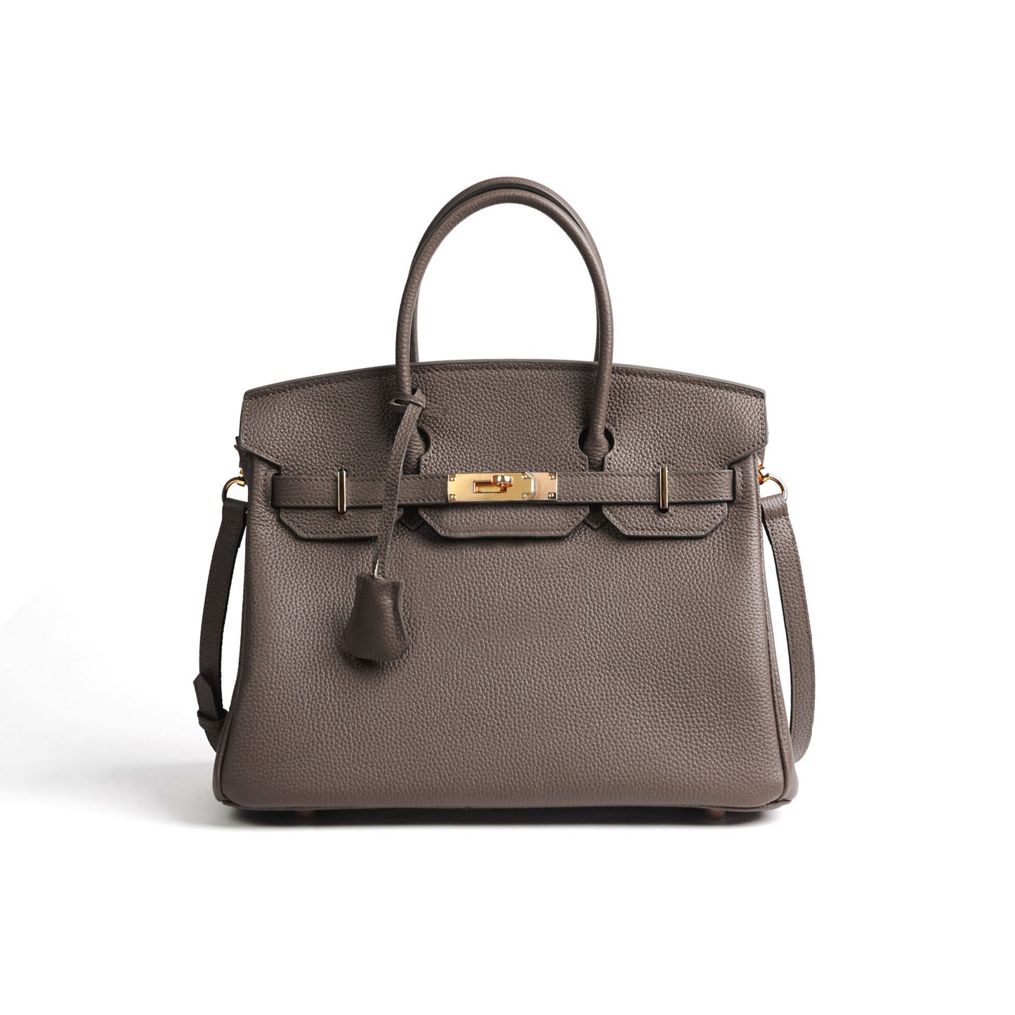 Capacity Lychee Pattern First Layer Cowhide Kelly Handbags