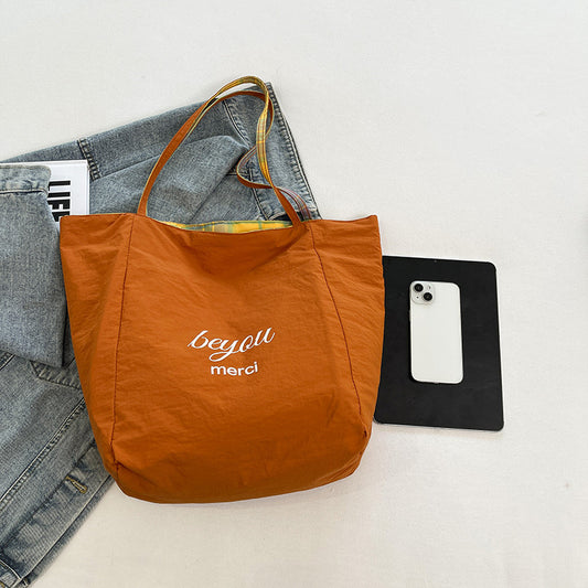 Style Artistic Plaid Simple Double-sided College Shoulder Bags