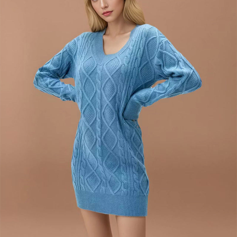 Women's Mid-length Solid Color Knitted Fashion Casual Sweaters
