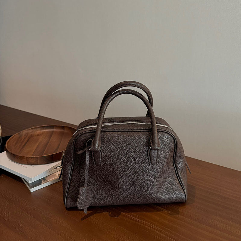 Beautiful First Layer Cowhide Bowling Boston Crossbody Bags