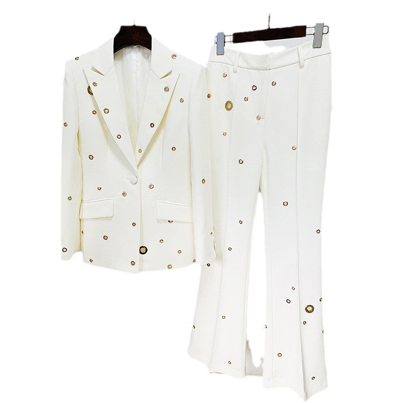 Metal Hole One Button Trousers Two Fashion Casual Suit