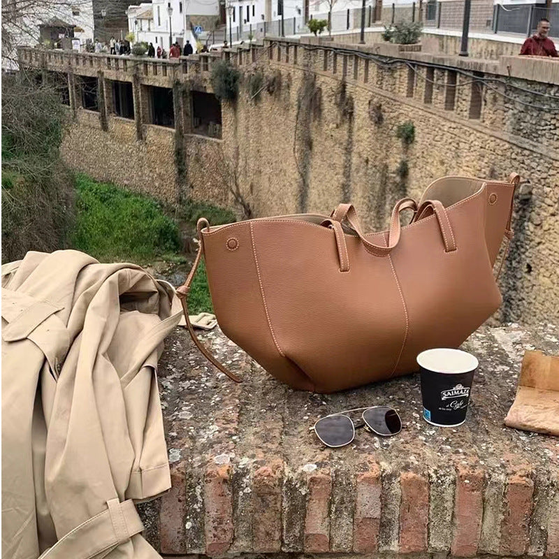 Upgraded French Niche Cowhide Portable Large Tote Bags