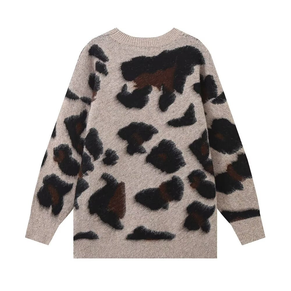Women's Autumn Street Fashion Round Neck Knitted Sweaters