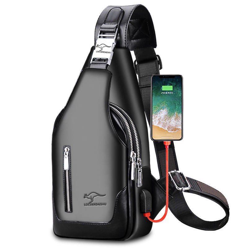 Men's Rechargeable Fashion Leather Waterproof Free Men's Chest Bags