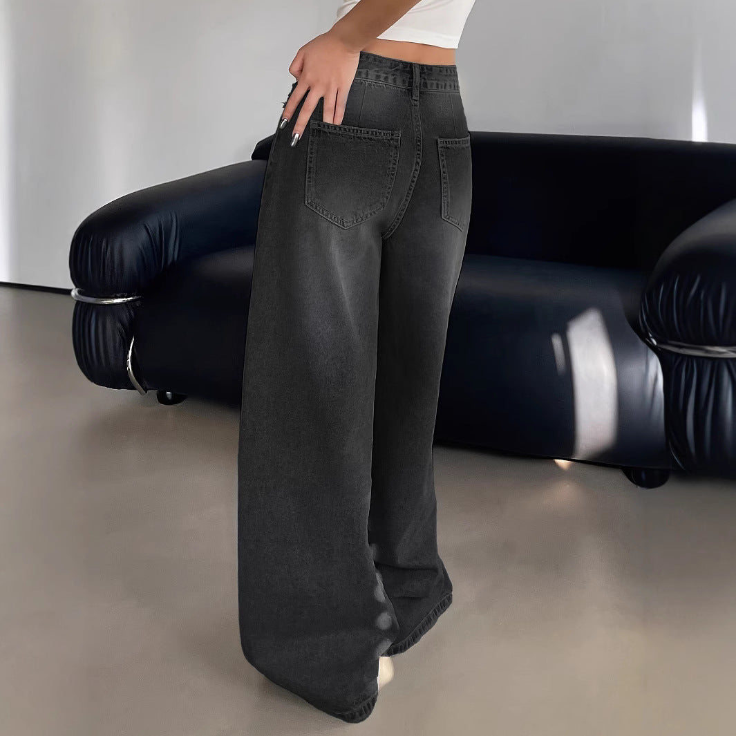 Women's Mopping Loose Hole Wide Leg Casual Women's Jeans