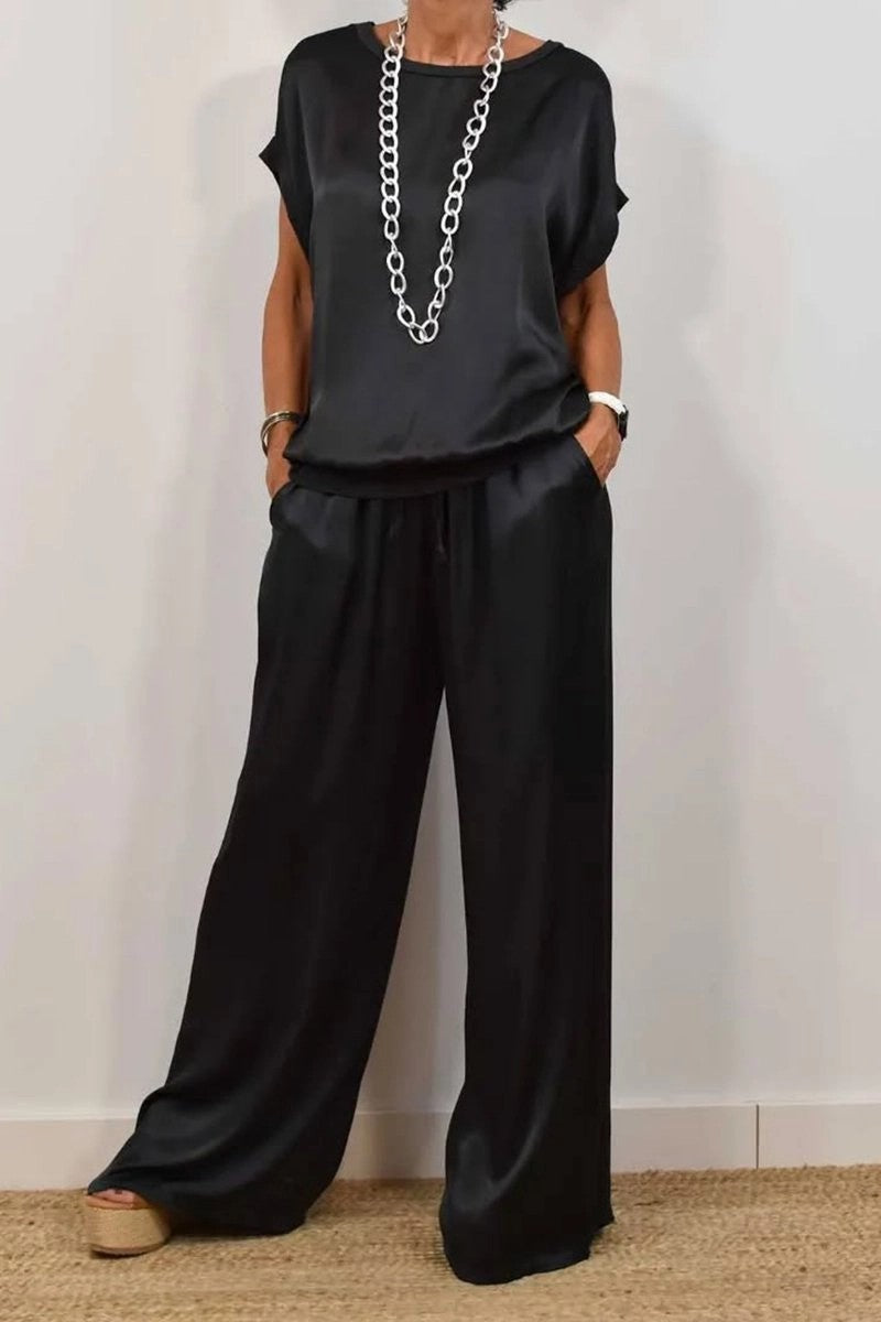 Elegant Trendy Loose Shirt Wide Leg Fashion Casual Suit