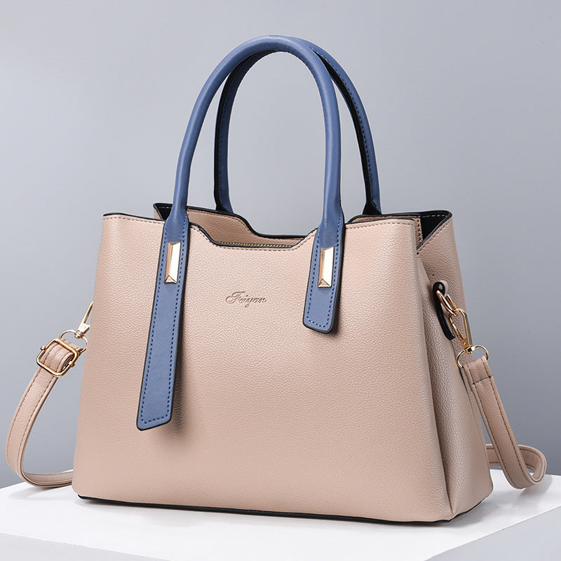 Women's Korean Style Color Matching Large Capacity Handbags