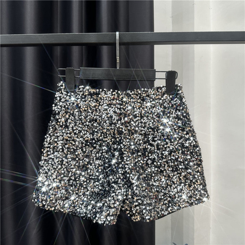 Women's Autumn Full Sequins Shiny Zipper Nightclub Pants