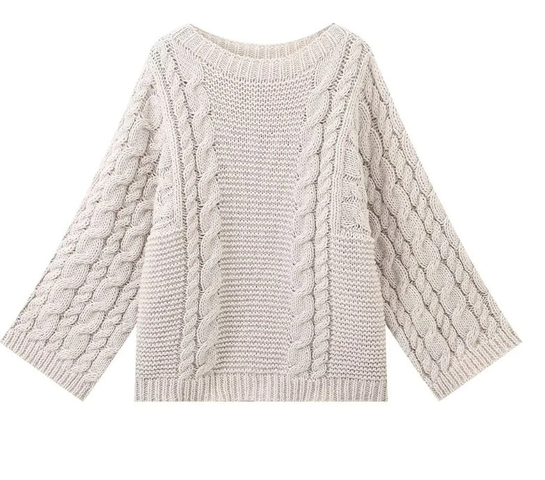 Women's Pretty Flared Sleeves Knitted Loose Sweaters