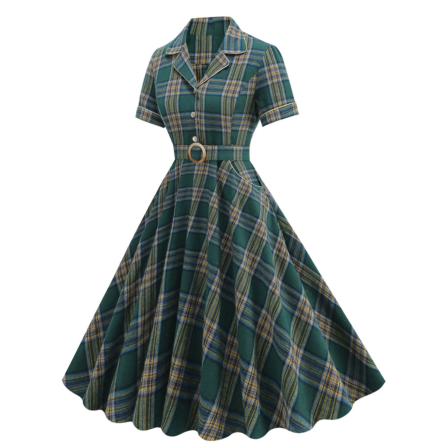 Women's Hepburn Edge Fried Street Contrast Color Collar Dresses