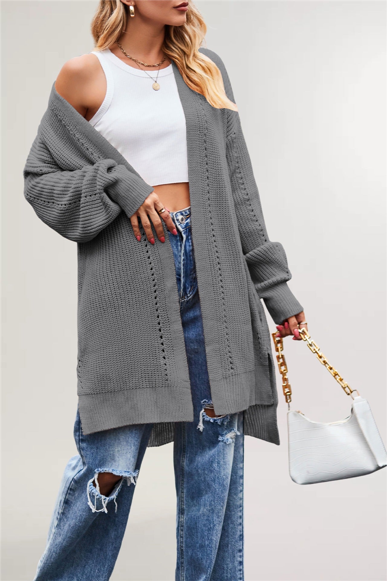 Women's Winter Autumn Solid Color Baggy Pocket Sweaters