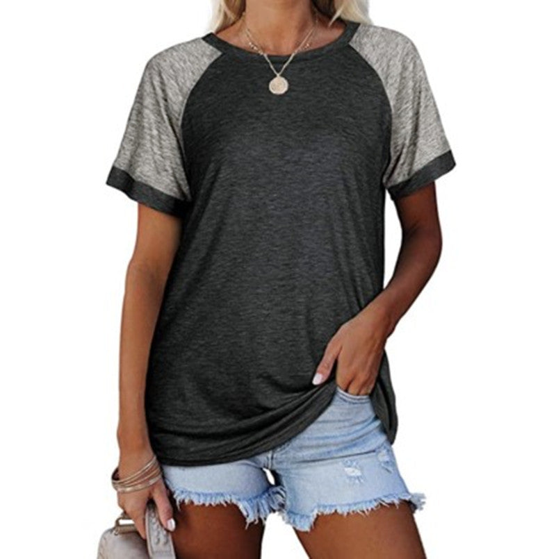 Charming Women's Round Neck Multicolor Sleeve Tops