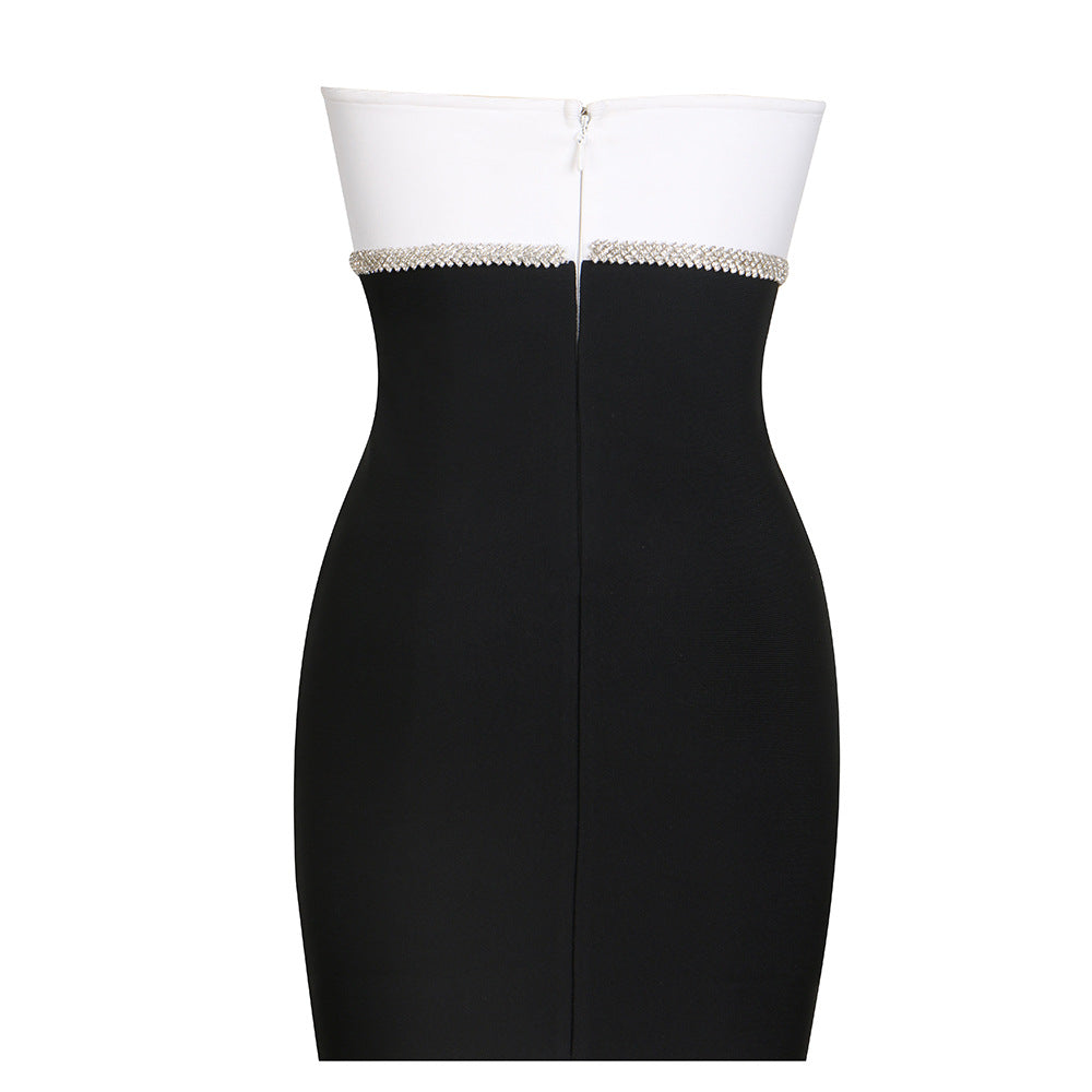 Knitted Black White Patchwork Tube Butterfly Dresses