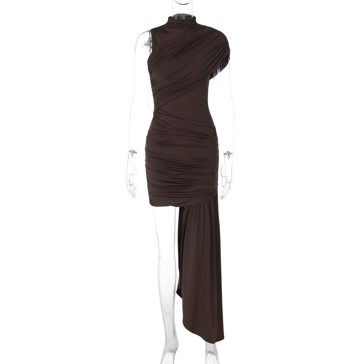 Round Neck Stitching Ruffle Irregular Elegant Dresses