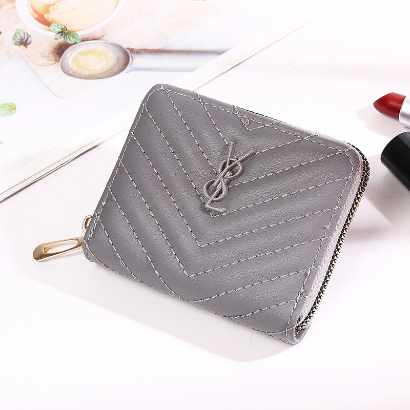 Women's Short Solid Color Summer Button Zipper Coin Purses