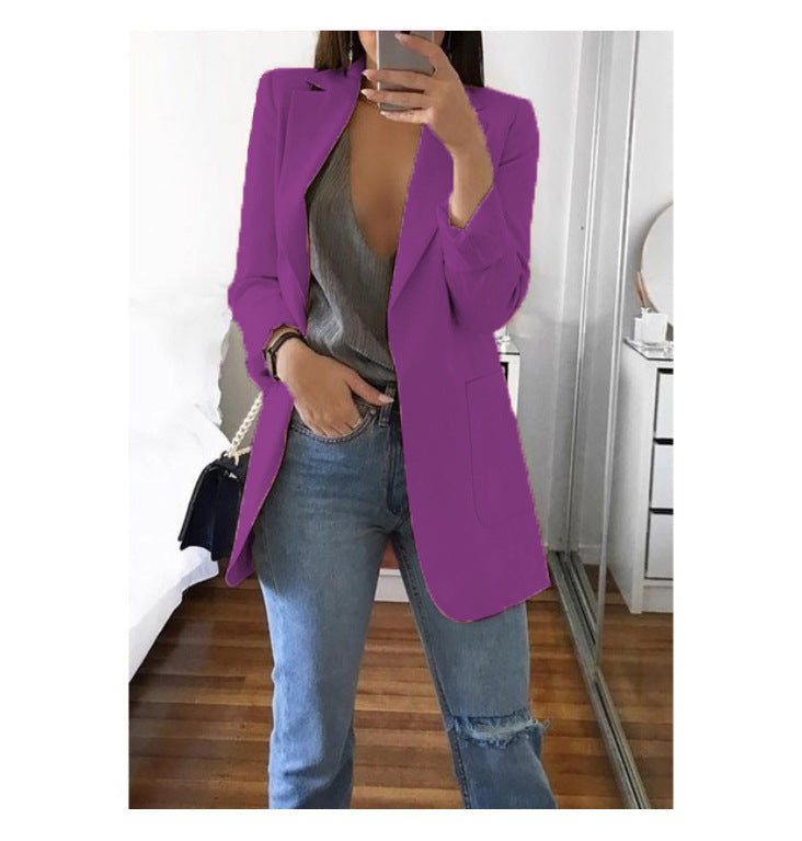 Trendy Women's Solid Color Collar Graceful Small Suit