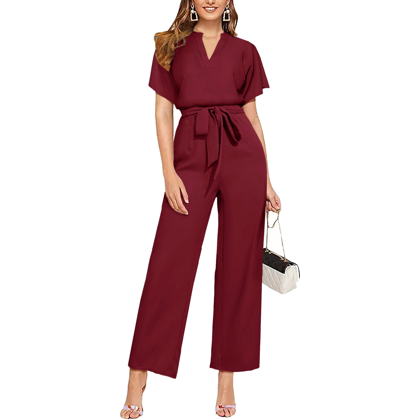Charming Women's Summer Solid Color Belt Jumpsuits