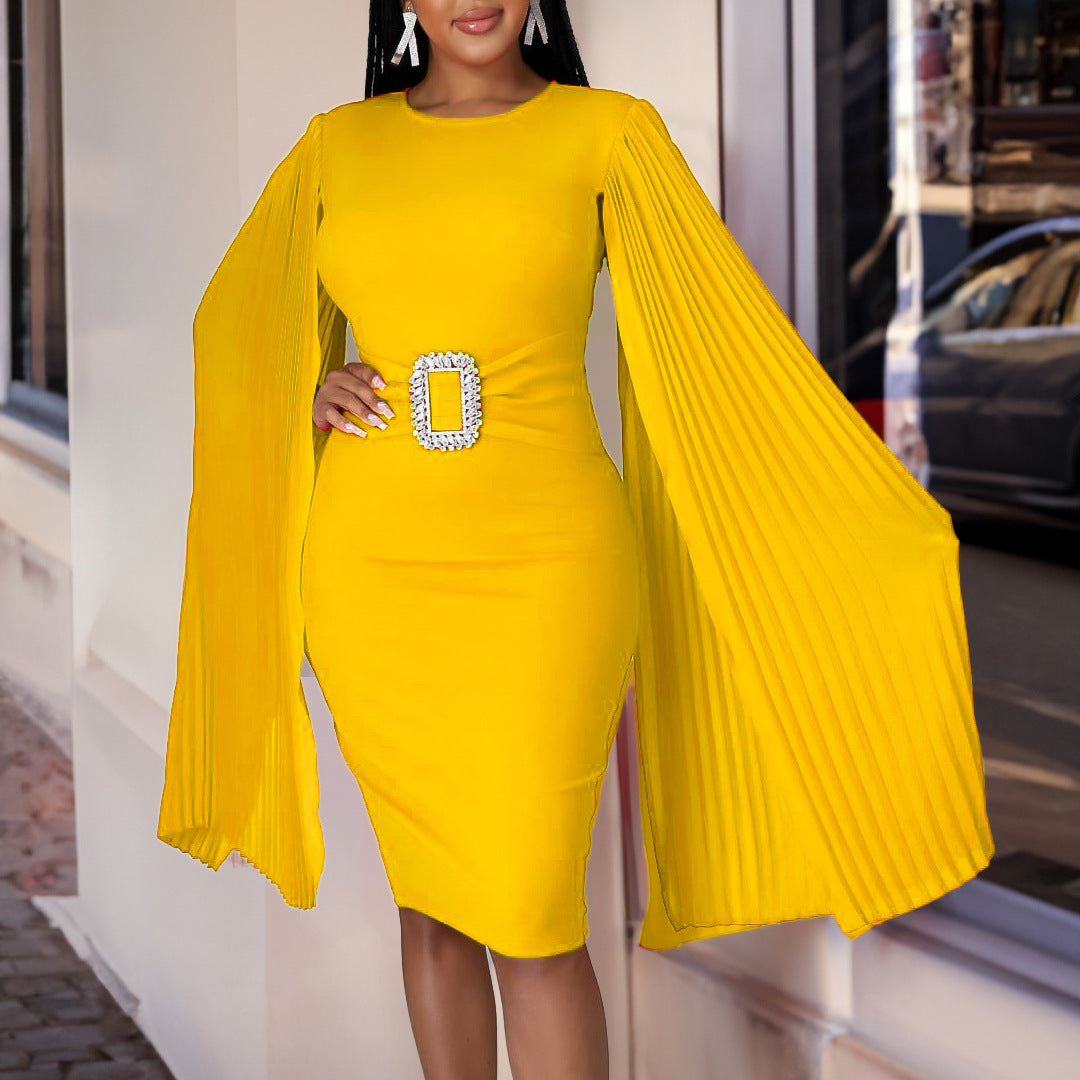 Women's Solid Color Sheath Sexy Cape African Plus Size