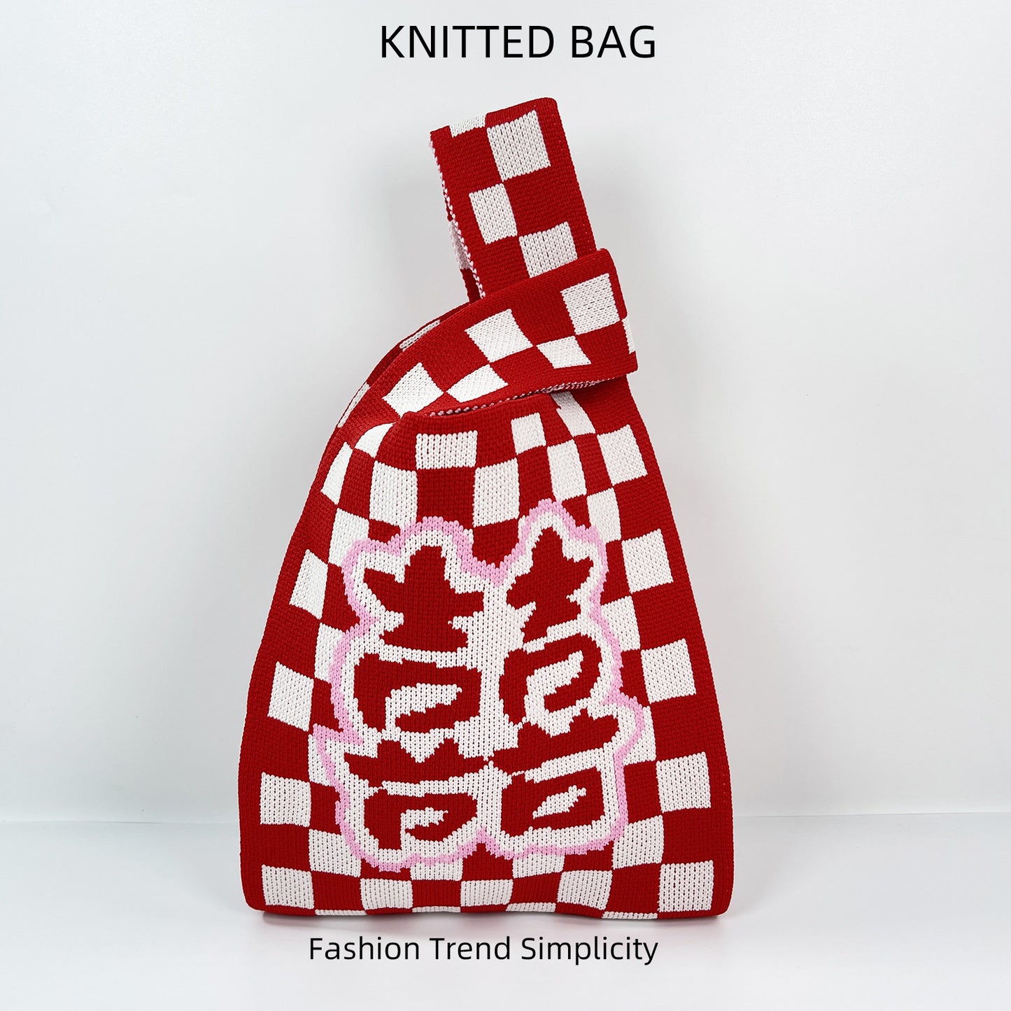 Women's Wedding Celebration Knitted Red Wrist Hand Handbags