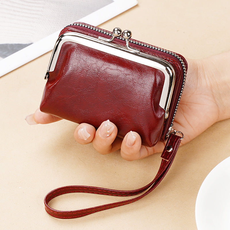 Leather Change Packet Clip Slot Wrist Card Holder