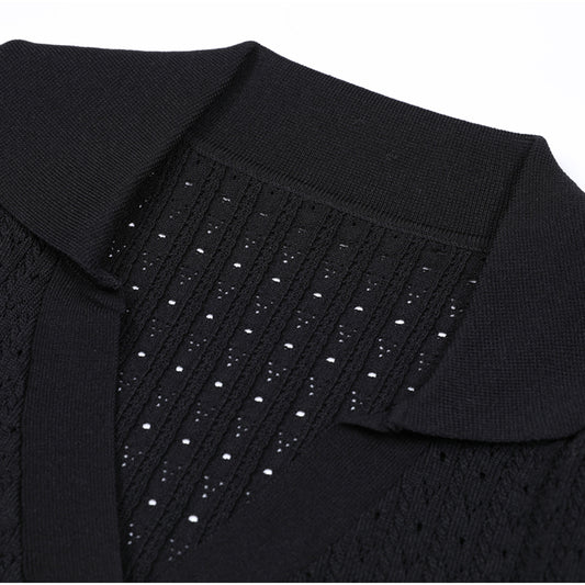 Women's Knitted Lapel Slim Fit Slimming Long Dresses