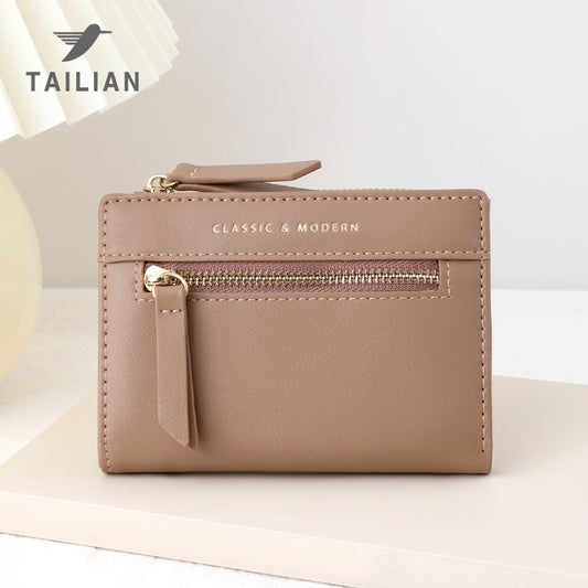 Women's Zipper Folding Short High Sense Design Ladies Wallets