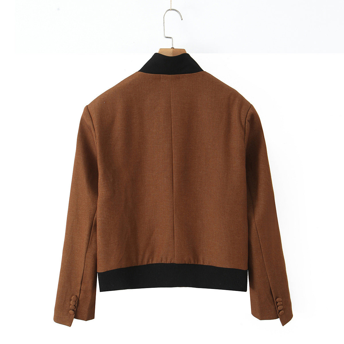 Women's Solid Color Elegant Padded Shoulder Stitching Jackets