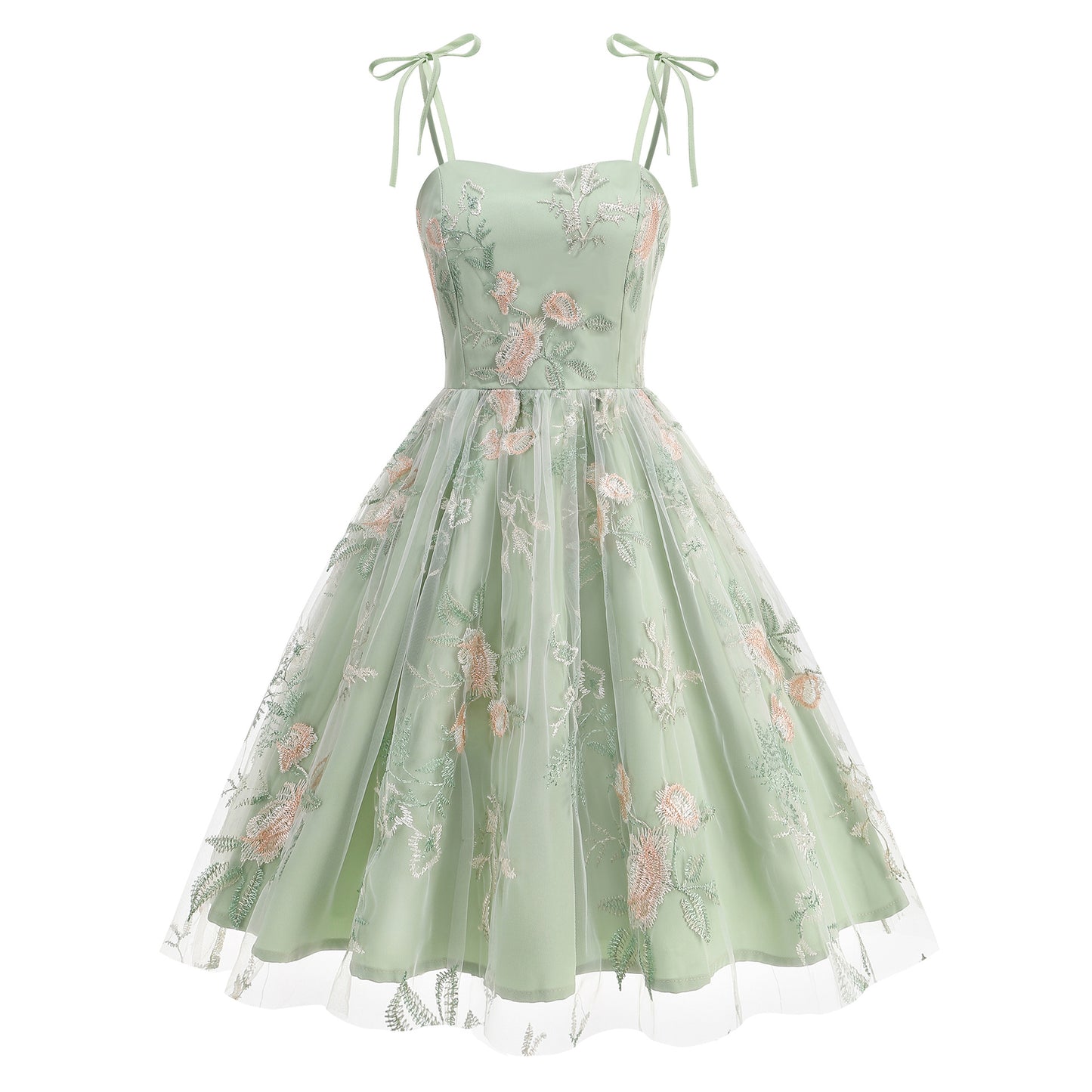 Strap Embroidered Dress Vintage Hepburn Fashion Dresses