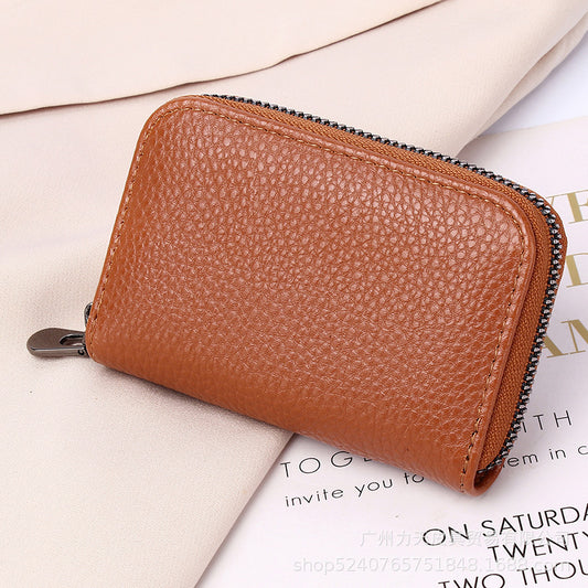 Women's Zipper Organ Lychee Pattern Fashion Credit Ladies Wallets