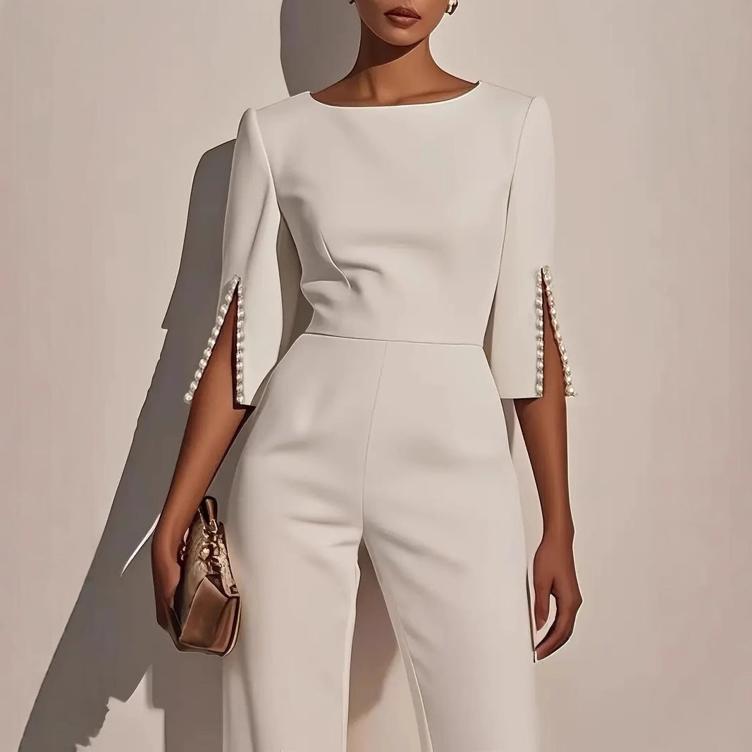 Women's Summer Fashion Bead Decorative Elegant Slim Clothing