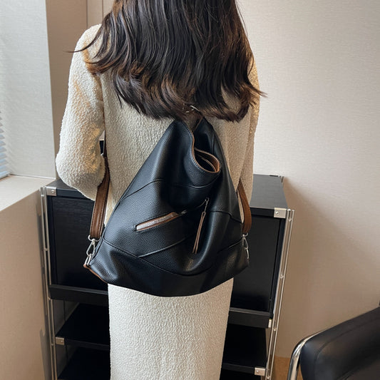 Large Capacity Commuter Fashion Stitching Big Shoulder Bags
