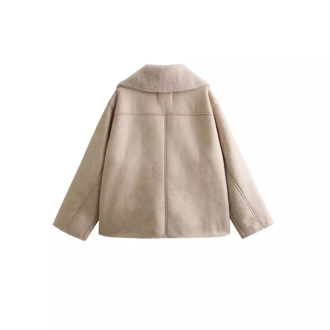 Women's Elegant Lapel Bronzing Double-sided Pocket Jackets