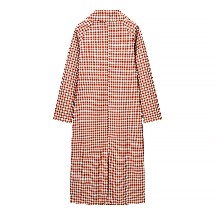 Women's Popular Fashion Casual Plaid Trench Coats
