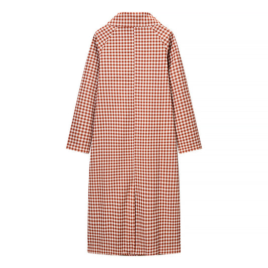 Women's Popular Fashion Casual Plaid Trench Coats