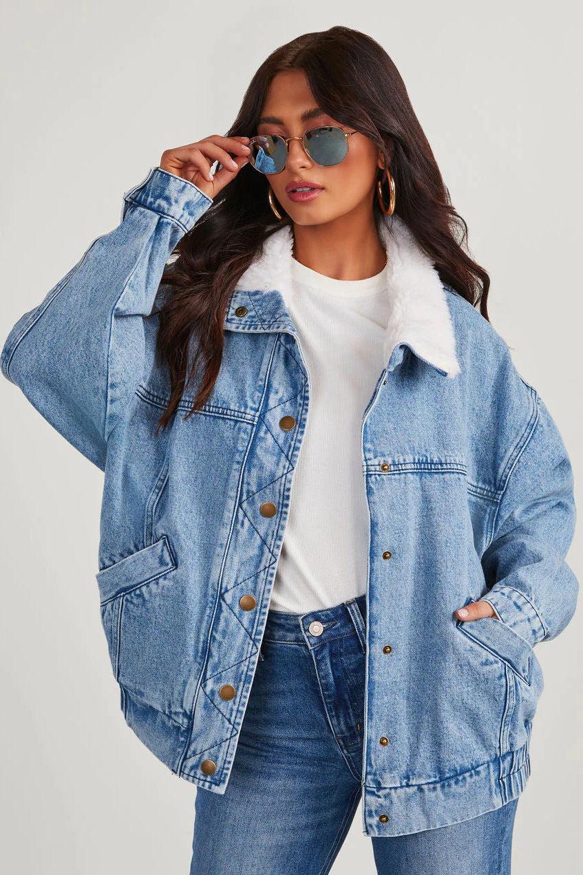 Women's Fur Collar Large Lapel Double Slip Jackets