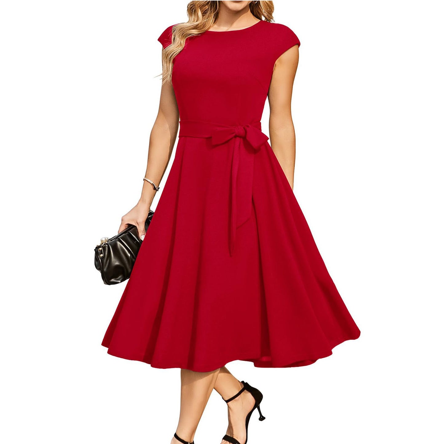 Summer Round Neck Sleeveless Waist Party Dress