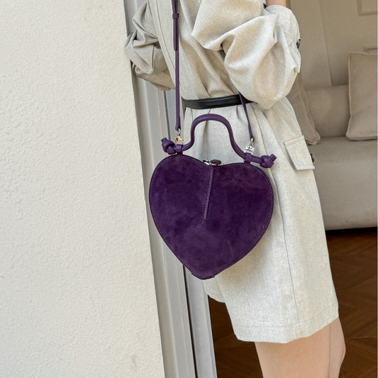 Casual Women's Heart-shaped Design Glossy Trendy Handbags