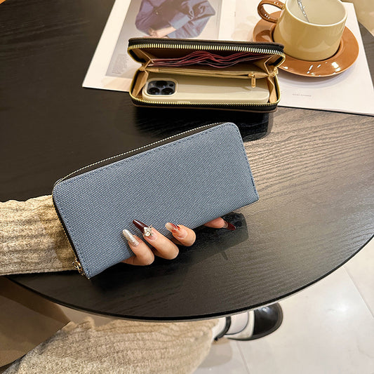 Women's Canvas Long Simple Zipper Large Capacity Ladies Wallets