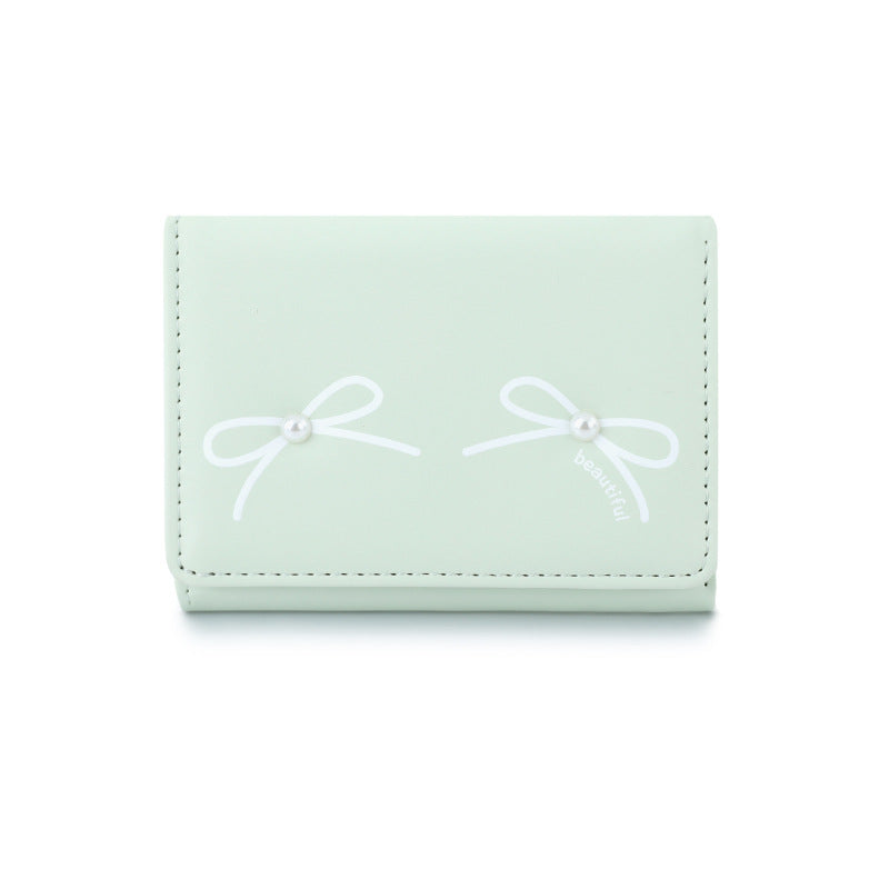 Women's Summer Bowknot Outing Cute Pearl Ladies Wallets