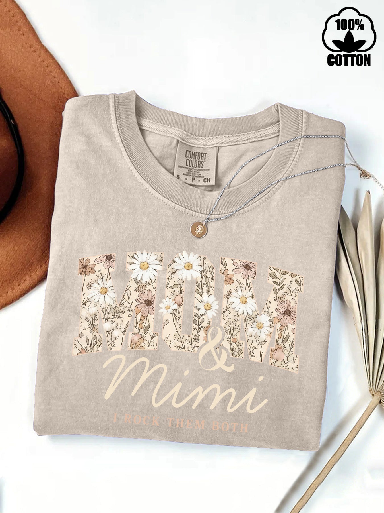 Pure Cotton Washed Fried Snowflake Mother Mei Love Both Printed Women's T-shirt