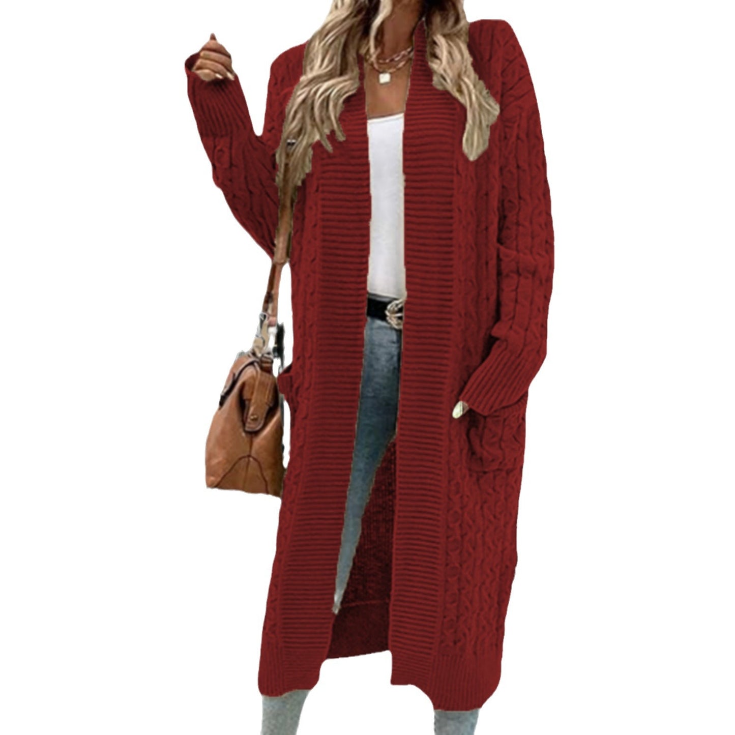 Women's Knitted Long-sleeved Twist Loose-fitting Oversized Cardigans