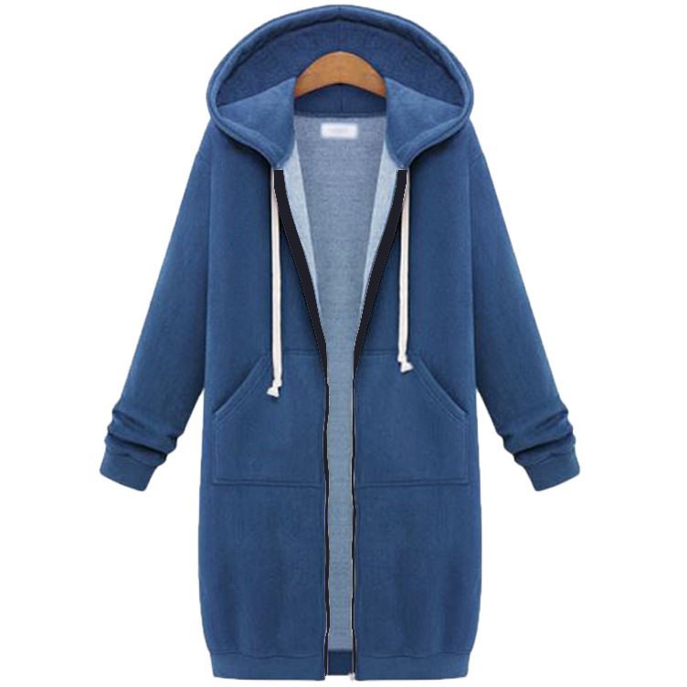 Women's Fleece Pullover Long Hooded Sleeve Mid-length Women's Sweater, Sweater