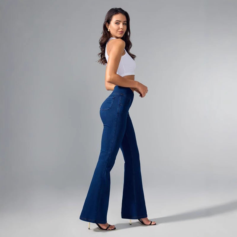Women's Fashionable High Waist Skinny Elastic Cross Jeans