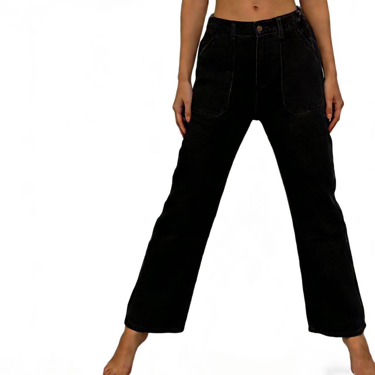 Women's High Waist Side Pocket Wide Leg Women's Jeans