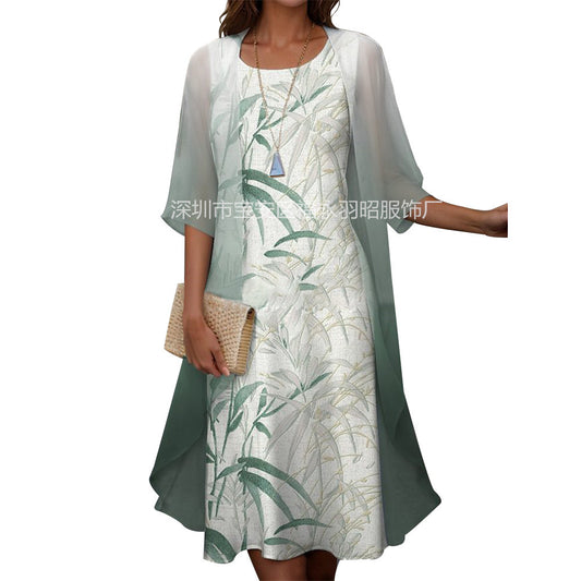 Summer Printed Long Sleeve Loose Two-piece Coats