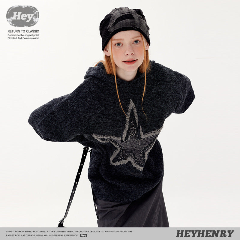 Women's & Men's & Hoodie Knitted Five-pointed Star Jacquard Sweaters