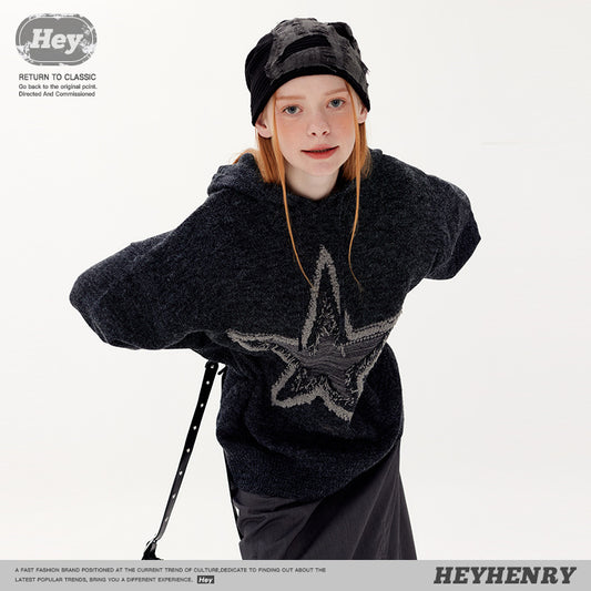 Women's & Men's & Hoodie Knitted Five-pointed Star Jacquard Sweaters