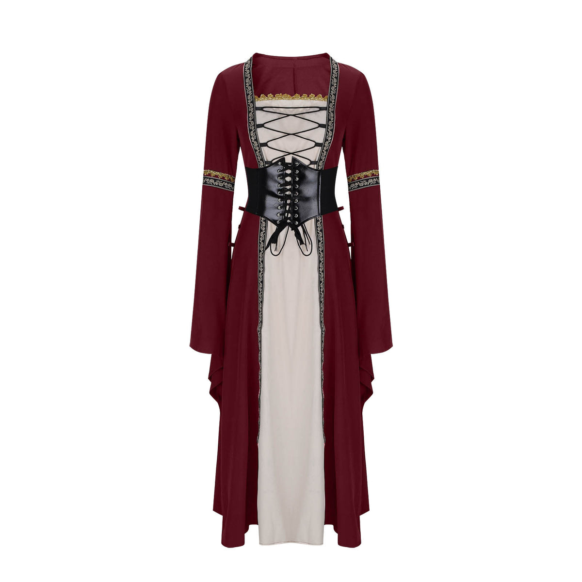 Women's Square Collar Long Sleeve Flare Lace Gothic Retro Clothing