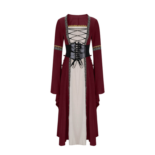 Women's Square Collar Long Sleeve Flare Lace Gothic Retro Clothing